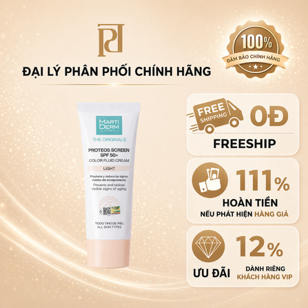 Kem chống nắng MartiDerm Proteos Screen SPF 50+ Color Fluid Cream ,40ml/hộp.