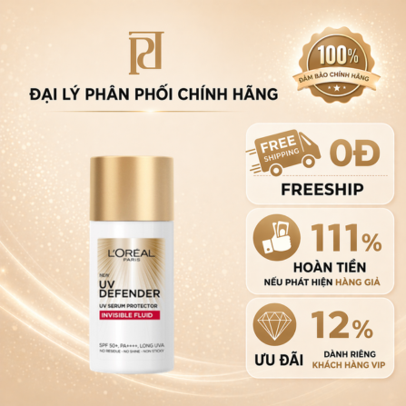 DƯỠNG CHẤT CHỐNG NẮNG LOREAL PARIS UV DEFENDER INVISIBLE RESIST DAILY SUNSCREEN