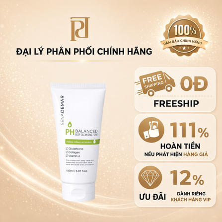 Sữa rửa mặt SENA DEMAR PH BALANCED ADVANCED DEEP CLEANSING FOAM, 150ml