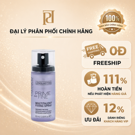 Xịt khoá nền Catrice Prime And Fine Multitalent Fixing Spray, 50ml