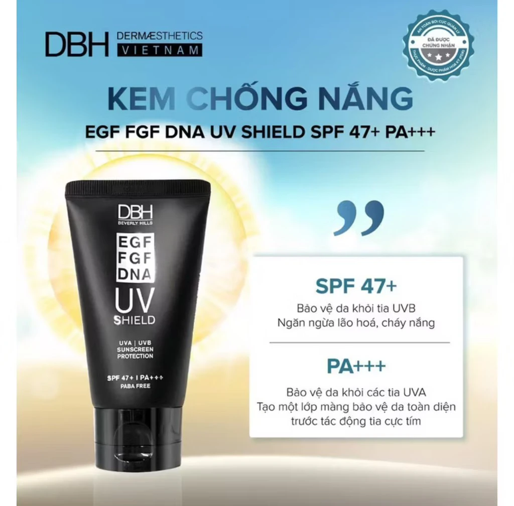 Kem chống nắng EGF/FGF/DNA UV SHIELD SPF47+ PA+++ 60 ml
