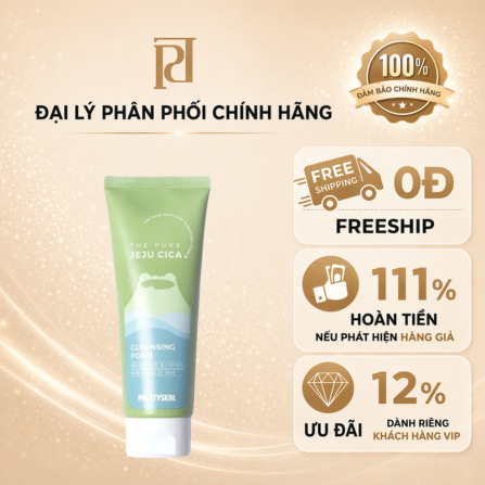 Sữa rửa mặt rau má ( PRETTYSKIN THE PURE JEJU CICA CLEANSING FOAM ), dung tích 150 ml, dạng tuýp, hiệu PRETTYSKIN