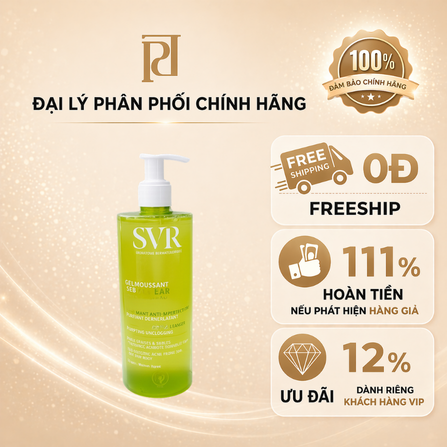 SỮA RỬA MẶT SVR SEBIACLEAR GEL MOUSSANT 400ML CỦA PHÁP DÀNH CHO DA DẦU MỤN ,NHẠY CẢM,HỖN HỢP