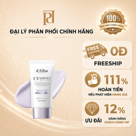 Kem Chống Nắng D'alba UV Essence WaterFull Tone Up Purple Correcting SPF50+ PA++++ 50ml (Tím)
