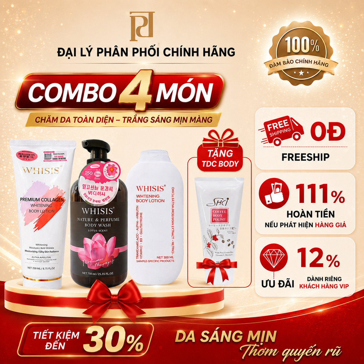 [TẶNG 1 TDC BODY] COMBO TRẮNG SÁNG QUYẾN RŨ
