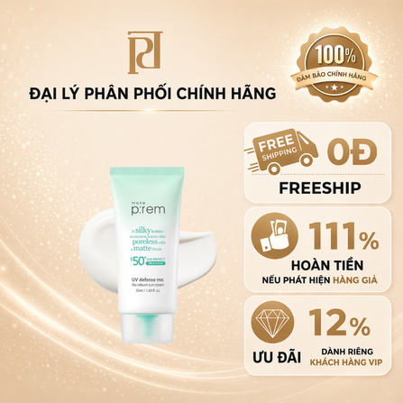 Kem Chống Nắng MAKE P:REM UV defense me. No sebum sun cream 50ml ( màu xanh lá)