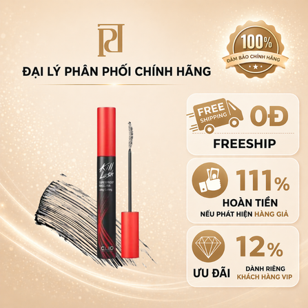 MASCARA CHUỐT LÔNG MI CHỐNG TRÔI CLIO KILL LASH SUPERPROOF MASCARA 01 LONG CURLING