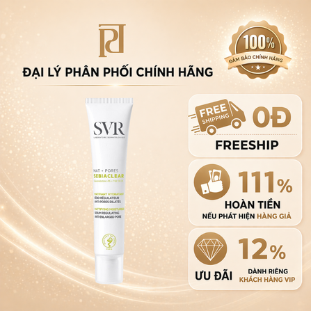 1004317 - 3662361002726-SVR Sebiaclear Mat+Pores 40ml-Kem dưỡng giúp giảm mụn và thông thoáng lỗ chân lông dành cho da dầu mụn